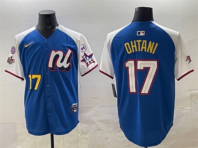 Men's Blue National League #17 Shohei Ohtani Alternate 2025 All-Star With Patch Edition Limited Stitched Baseball Jersey